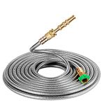 Beaulife 304 Stainless Steel Metal Garden Hose 25 Feet with Brass Garden Hose Nozzle Flexible, Portable & Lightweight Kink Free Garden Water Outdoor Hose