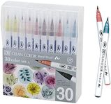 Kuretake ZIG Clean Color Real Brush, NEW 30 Colors with Flexible Brush Tips, Watercolor Pens for Painting, Drawing, Calligraphy and Brush Lettering for Artists and Beginner Painters, Made in Japan