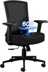 Big and Tall Office Chair 600lbs, Ergonomic Home Office Chair for Heavy People with 2D Adjustable Lumbar Support and High Back Heavy Duty Metal Base Mesh Chair(Black)