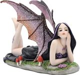 Comfy Hour Fairyland Collection 6” Dark Fairy Witch Spirit Forest Lying On Grassland Figurine, Home Decoration and Collectibles, Polyresin