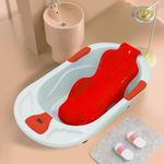 StarAndDaisy Baby Bath Tub for 0 to 5 Years/Baby Bath tub/New Baby Bath Chair with Temperatures Sensior, Baby Bath Seat/Sling, Antislip Baby Bath Tub with Bath Chair (Without Wheels - Red)