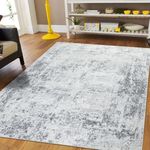 Capslpad Grey Abstract Area Rug 120x180cm Modern Short Pile Soft Faux Wool Living Room Rug Washable Indoor Rug Non Slip Minimalist Floor Mat Rugs for Living Room Bedroom Office Area Kitchen Decor