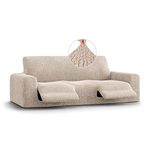 Menotti Velvet 3 Seater Recliner Sofa Cover - Recliner Cover Couch Slipcover Soft Fabric Slip cover Wingback Recliner Stretch Furniture Protector - Made in Italy - Velvet (Beige, 3 Seater Recliner)