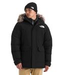 THE NORTH FACE Men's McMurdo Parka | Long Waterproof Winter Jacket with 600 Fill Waterfowl Down Insulation, 3 Piece Hood, TNF Black/TNF Black, Large