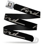 Buckle-Down Seatbelt Belt - FORD F-100 Script Black/Tan-Gray - 1.5" Wide - 24-38 Inches in Length