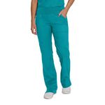 Landau Proflex Tailored Fit Comfort Stretch 4-Pocket Scrub Pants for Women 2043, Teal, L Tall US