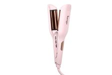 L'ANGE HAIR SculptWaver Titanium Deep Wave | 1 Inch Hair Crimper for Effortless Beach Waves | 3 Barrel Hair Waver with Adjustable Heat | Dual Voltage & Smart Timer | Blush - Small