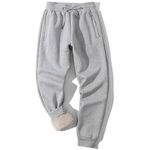Shiyifa Men's Winter Warm Fleece Sherpa Lined Sweatpants Active Thermal Track Jogger Pants with Pockets, 01light Grey, Large
