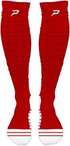 Phenom Elite Quantum Knit Extra Long Scrunch Football Socks for Men & Boys | Moisture-Wicking, Cushioned Support, Arch Band, Breathable Mesh | Team Color (Youth, Red)