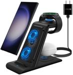 Wireless Charger for Samsung 3 in 1 Charging Station for Galaxy Watch 7/6/5/4 FE Galaxy S24/Ultra/S24+/S23/Note 22/10/Z Flip 6/5/4 Fold 6/5/4 Galaxy Buds 3/2/2 Pro/Live Multiple Devices