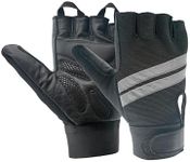 Inspired Comforts Wheelchair Gloves Fingerless Full Thumb with Anti-Slip Grip, Breathable & Reflective (Black/Black,L)