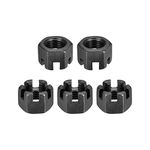 DTGN M16x1.5mm(DxP) Slotted Hex Castle Nuts - 5Pack - Good for Machinery Repairing - Carbon Steel Blackened Hexagon Nuts - Black