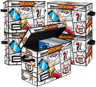 YNSZAS 5 Pack Collection Comic Book Storage Boxes, Protector Organizer 15.8" X 7.8" X 11.8" Collapsible Short Box Holds 160-180 Comic Book Heavy Duty Bin Container Holder Shelf