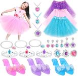 PELOSTA Princess Dress Up Toys & Toddler Jewelry Boutique Kit,Princess Costumes Set of Color Skirts,Shoes,Crowns,Princess Accessories,Girls Pretend Role Play Party Favor,3 4 5 6 7 Year Old Girls Gift