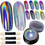 Holographic Nail Powder Holo Powder for Nails Rainbow Unicorn Mirror Effect Glitter Dust Multi Chrome Manicure Pigment nail art DIY Deco, 0.04oz/1g