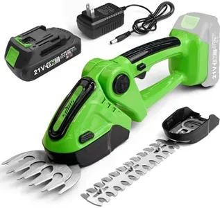 SOYUS Cordless Grass Shear, 2-in-1 Handheld Hedge Trimmers, 21V Electric Grass Trimmer & Shrubbery Trimmer, Battery Operated Hedge Trimmer for Garden/Lawn with Battery and Charger