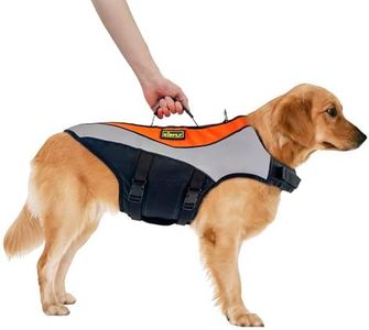 Dog Life Jacket for Swimming & Boating, High Buoyancy Dog Life Vest with Rescue Handle, Reflective Adjustable Dog Flotation Device for Pool, Lake & Kayaking, Secure Fit Pet Swim Vest (XXL, Orange)