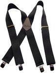 Holdup Contractor Series 2" wide X-back Work Suspenders with USA Patented No-slip Clips, Graphite Black Xs