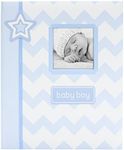 Lil Peach Chevron Baby Memory Journal Book, Baby Keepsake Journal, Blue