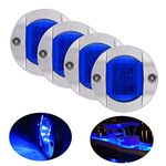 Bkinsety 4 Pack LED Boat Light 12V Round Marine Lamp LED Transom Mount Light for Boat Deck (Blue)