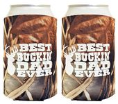 Funny Beer Coolie Best Buckin' Dad 2 Pack Can Drink Coolers Coolies Real Tree Max 4