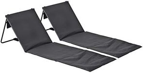 2X Grey Folding Canvas Beach Lounge