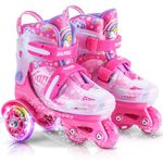 SULIFEEL Adjustable Toddler Roller Skates for Girls Boys, Kids Light Up Flash Wheels Skates Three-Point Type Balance Suitable for Beginners Indoor and Outdoor Roller Skating