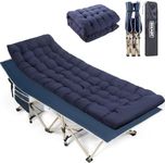 OVERMONT Folding Camping Bed with Mattress - 550LBS Support - Extra Wide 28in - Heavy Duty Sleeping Beds with Carry Bag - Upgrade 2400D Oxford Cloth Portable for Home, Office, Beach and Camping