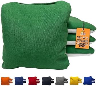 Cornhole365 Stick & Slide Cornhole Bags - Resin Filled, Canvas and Suede, Tournament Bean Bags, Regulation, Slick Shot Bags, Cornhole Bags - Tractor Green - Set of 4