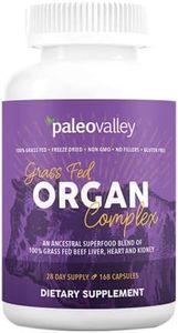 Paleovalley Grass Fed Organ Complex - Freeze-Dried Blend of Grass Fed Beef Liver, Heart, and Kidney Organs - 1 Bottle - Rich in Zinc, Iron, Folate, Vitamin B12, CoQ10, Amino Acids and More