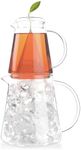 Tea Forte Tea Over Ice Steeping Tea Pitcher Set of Two, 12oz Glass Ice Tea Pitcher and 24 oz Pitcher for Perfect Flash Chilled Ice Tea, Dishwasher Safe