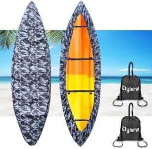 Clyisrut 2 Pack Outdoor Storage Waterproof Kayak Covers, 10-11.5FT Canoe Covers Boat Cover Accessories, UV Protection Ultra Shade, Dust Cover for Fishing Boat Canoe (10-11.5FT,Camouflage)