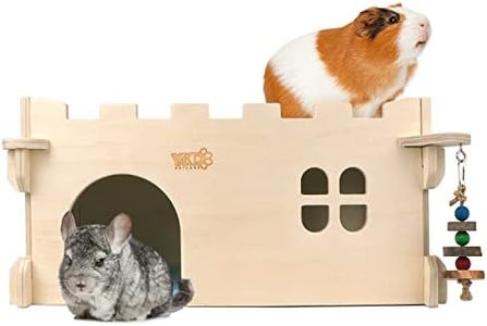 YKD Castle Chinchilla House - Small Animal Hideout for Chinchilla Guinea Pig Hedgehog, or Rat - Ventilated Wooden Guinea Pig Hut Habitat with Multiple Doors (Large)