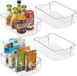 Golden Bird Clear Plastic Pantry Organizer Bins Set,Food Storage Bins with Handle For Refrigerator,Fridge,Cabinet,Kitchen,Countertops,Cupboard,BPA free (12.5 L x 8.3 W x 3.5 H, 4)