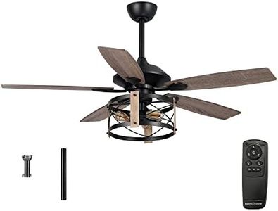 Parrot Uncle Ceiling Fans with Lights and Remote Farmhouse Ceiling Fan with Light 52 Inch Black Outdoor Ceiling Fans for Patios Covered, Reversible Motor