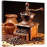 ARTZGX Coffee Canvas Wall Art Coffee Bean Picture Print Coffee Machine Modern Kitchen Painting for Dining Decor Frame(Coffee - C,20.00" x 20.00")