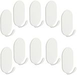 10 Packs Self Adhesive Hook, Heavy Duty Wall Hooks,Durable Strong Carbon Steel Nail Free Sticky Hanger Hooks 3M Adhesive Hooks for Kitchen, Bathrooms, Home, Doors, Office, Closet (White)