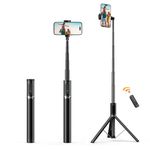 ATUMTEK Selfie Stick 62", Extendable Aluminum Tripod with Rechargeable Bluetooth Remote Control - Compatible with iPhone, Samsung, and Android Phones - Perfect for Travel, Vlog, Video and Photo