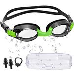 Kids Swimming Goggles, Swimming Goggles Kids 6-14, Kids Goggles Anti-Fog No Leak Proof Uv Resist Childrens Swimming Goggles Boys Girls Goggles Food Grade Silicone Comfort with Nose Clip(Age 3-14)