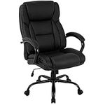 Big and Tall Office Chair 500lbs Cheap Desk Chair Ergonomic Computer Chair High Back PU Executive Chair with Lumbar Support Headrest Swivel Chair for Women Men Adults (Black)