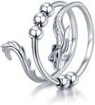 Daixiya Anti Anxiety Ring 925 Sterling Silver Chinese Dragon Adjustable Anxiety Fidget Ring With Bead Spinner Rings Dragon Jewelry Gifts for Men Women Teens (7)