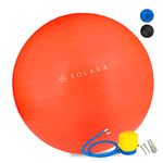 SOLARA Men & Women PVC Gym Ball for Exercise & Yoga with Pump, Anti Burst Swiss Birthing Stability Ball for Workout & Fitness, Yoga Ball, Exercise Ball for Men & Women (Red 65cm)