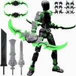 𝐀𝐬𝐬𝐞𝐦𝐛𝐥𝐲 𝐂𝐨𝐦𝐩𝐥𝐞𝐭𝐞𝐝 Titan 13 Action Figure Set,Titan 13 Robot Action Figure 3D Printed Robot 13 Action Figure Articulated,Desktop Decorations for Game Lovers Toys (Black Green)