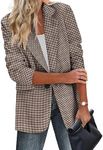 Zeagoo Business Casual Blazer for Women Long Sleeve Lightweight Button Blazer Jackets Plaid Blazer for Work