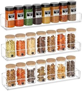 NIUBEE Wall Mounted Spice Rack Organizer,3 Pack Clear Acrylic Spice Shelf Storage Holder,Hanging Seasoning Rack Organizer for Wall Kitchen Pantry Cabinet Door