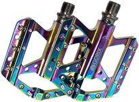 GORIX Bike Flat Pedals Oil Slick Wide Lightweight with Non-Slip Spike Pin Road Mountain MTB Bicycle(GX-FY251)