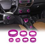 for 2021-2022 Ford Bronco Sport Accessories Air Conditioner AC Headlight Switch Knob 4WD Wheel Drive Trailer Gear Shift Switch Knob Cover 7PCS Pink Aluminum Alloy(Don't for Bronco)