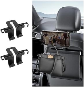 IHOTDER 2PCS 2-in-1 Car Seat Hooks for Headrest with Cell Phone Seat,Phone Holders for Your Car Backseat and Headrest Hooks for Car,Universal Car Hook and Holder for SUVs,Trucks