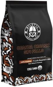 Nilotic Coffee House Medium Roast Ugandan Sipi Falls Coffee – Single-Origin, Whole Bean, Organic – Lemon, nougat, milk, chocolate – Ideal for Espresso & French Press – 12oz