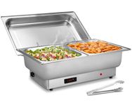 Electric Chafing Dish Buffet Set - with 3 Warming Tray Pan Stainless Steel Buffet Servers and Warmers, Commercial Grade 7.8 QT Warmer Steam Table for Parties, Catering, Festivals